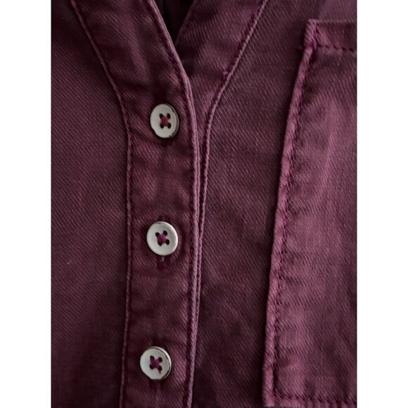 Anthropologie Pilcro Dress Sz S Plum Ruffle V-Neck Flounced Raspberry Tunic - Picture 11 of 14